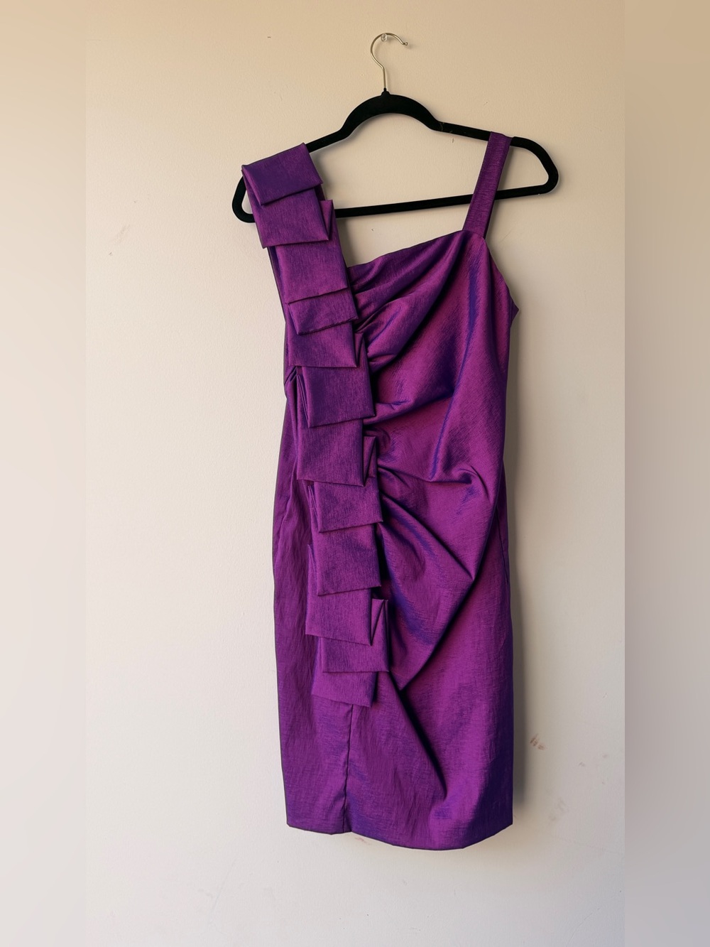 S.L. Fashions Violet One-Shoulder Ruffle Dress